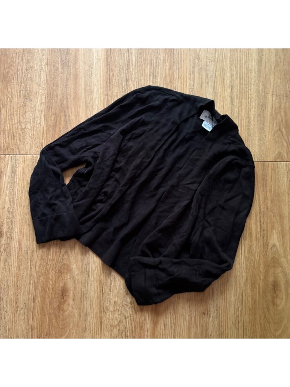 Jessica H Long Sleeve Knit Open Waist Length Cardigan Black Women’s Size S
